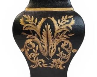 Lidded Painted Black Ceramic Vase