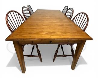 Wooden Table w 6 Chairs  Leaf