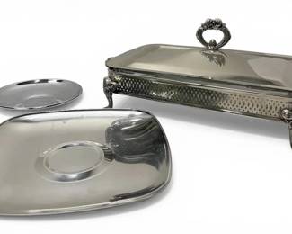 Kromex Serving Plate, Silver Plated Chafing Dish With Glass Insert, And More