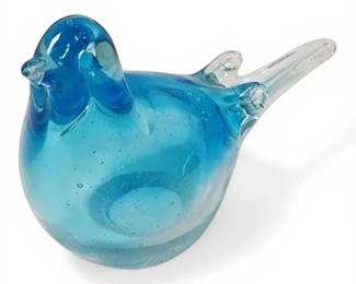 Blue Blown Glass Bird