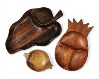 Wood Pineapple, Pomegranate,  More Serving Trays