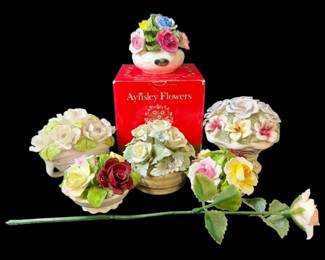 Aynsley Hand Modeled  Painted Ceramic Flowers and More