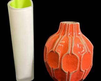 Glass Heart Case  Orange Vase