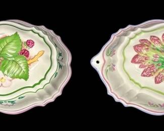 Franklin Mint Cordon Blue Porcelain Molds Raspberries  Asparagus