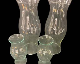Four Clear Glass Hurricane Candle Shades
