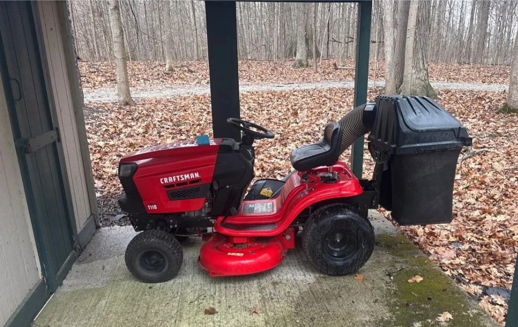 Craftsman T110 riding mower w/ leaf bagger. Nearly new!