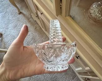 Vintage Cut Crystal Basket with Handle