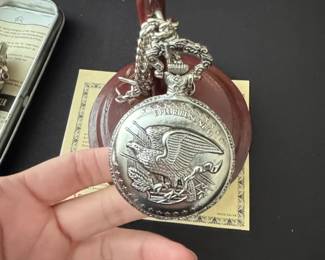 American Historic Society Limited Edition Morgan Silver Dollar Commemorative Pocket Watch second image