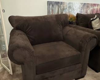 Brown Corduroy Oversized Chair and a Half