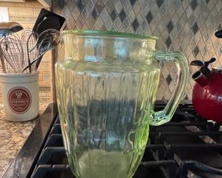 Green Uranium Glass Pitcher