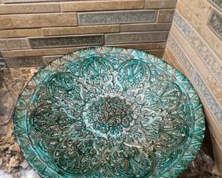 The Pioneer Woman Embossed Teal Glass Salad Plate