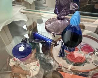 Vintage Bourjois Evening in Paris Perfume Bottles and Art Glass Vases
