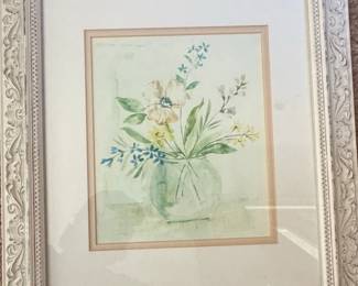 Framed Floral Watercolor Painting