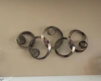 Curtis Jere Style Metal Wall Sculpture  Interlocking Circles