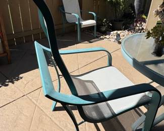 Teal Metal and Glass Patio Dining Set second image