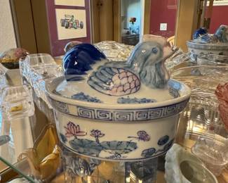 Chinese Blue and White Porcelain Duck Tureen