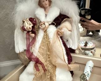 Victorianstyle Angel Tree Topper with Feathered Wings