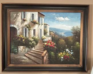 Mediterranean Villa Landscape Oil Painting