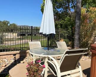 Patio Dining Set with Glass Table and Four Chairs
