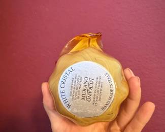 Murano White Cristal Art Glass Vase second image