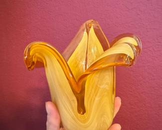 Murano White Cristal Art Glass Vase