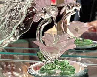 Glass Baron Hummingbird and Flower Figurine