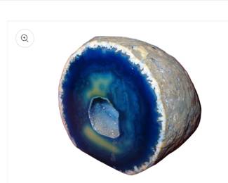 Icy cut blue agate Brazilian geode $35