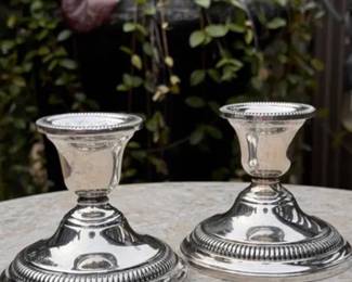 Vintage silver candle sticks w/ fluted cup and tapered shaft 
