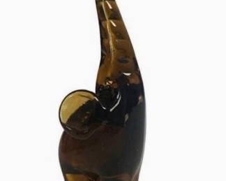 Amber glass elephant sculpture