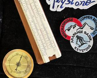 slide ruler, vintage Keystone patches