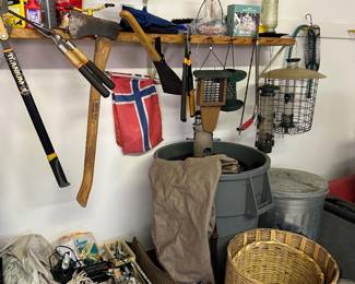 bird feeders, yard tools 
