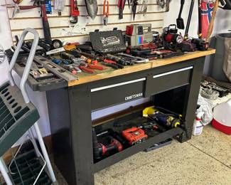 Craftsman workbench, tools