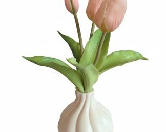Artificial Tulip Arrangement in Fluted Bulb Vase