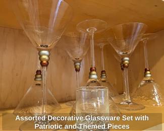 Assorted Decorative Glassware Set with Patriotic and Themed Pieces fifth image