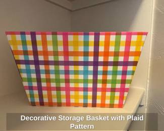 Decorative Storage Basket with Plaid Pattern