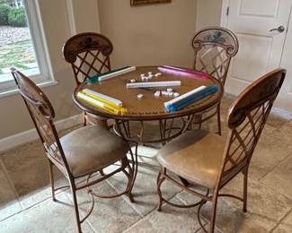 Mahjong Table and Chairs Set with Rooster Motif
