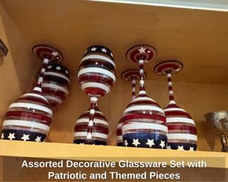 Assorted Decorative Glassware Set with Patriotic and Themed Pieces fourth image