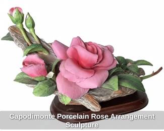 Capodimonte Porcelain Rose Arrangement Sculpture