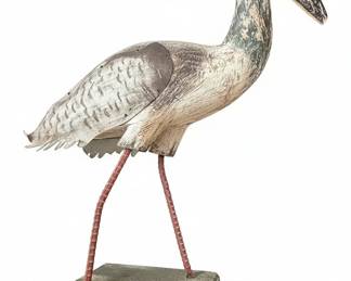 Carved Wooden Shoebill Stork Sculpture