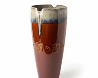 Large Ceramic Vase with Embossed Wildlife Motifs