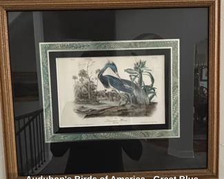 Audubons Birds of America  Great Blue Heron Ardea herodias and Snowy Egret Ardea candidissima Lithographs