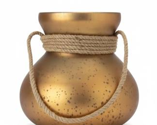 Frosted Amber Glass Vase with Rope Detail