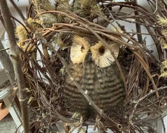 Rustic Woodland Owl Nest Wreath with Pinecones second image