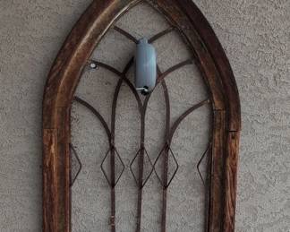 Gothic Arch Window Frame with Wrought Iron Grille