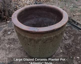 Large Glazed Ceramic Planter Pot  Atlantis Style