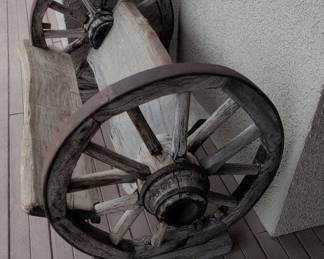 Rustic Wagon Wheel Bench second image