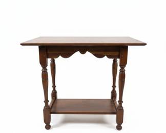 Antique Walnut Washstand with Turned Legs and Lower Shelf