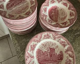 Johnson Brothers Old Britain Castles Red Transferware Dinnerware Set
