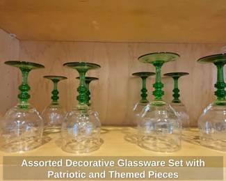 Assorted Decorative Glassware Set with Patriotic and Themed Pieces third image