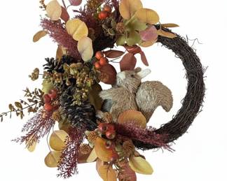 Handcrafted Autumn Squirrel Wreath